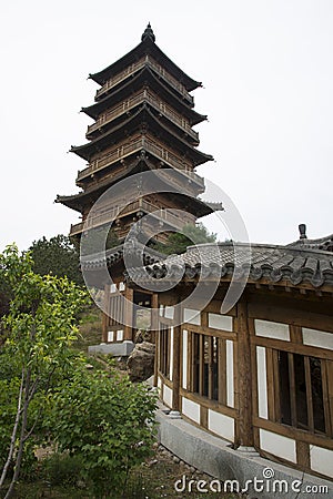 Asian Chinese, antique buildings, Wenfeng tower and courtyard