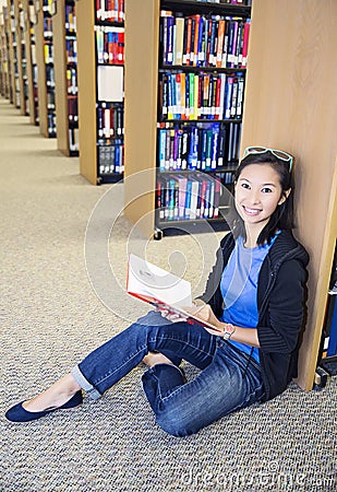 Asian collage student in the library
