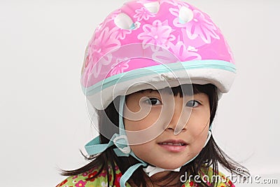 Asian Girl with Bike Helmet