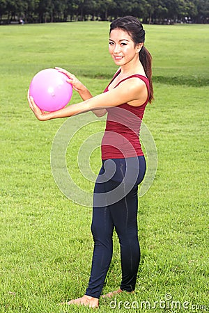 Asian Girl and pink ball