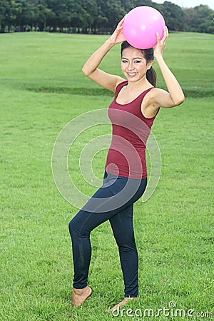 Asian Girl and pink ball