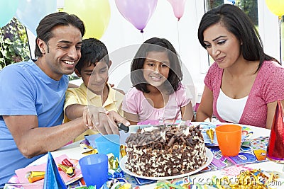 Asian Indian Family Celebrating Birthday Party