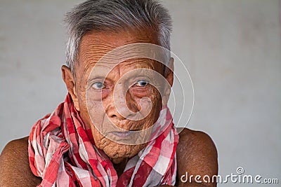 Asian old senior man candid portrait