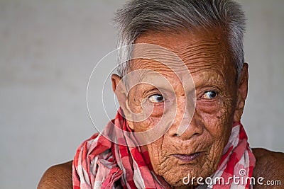 Asian old senior man candid portrait