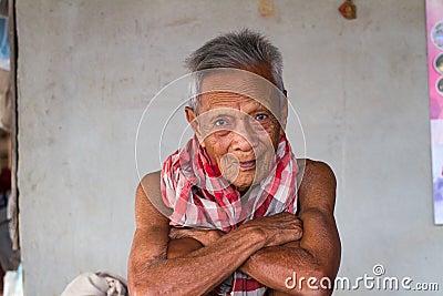 Asian old senior man candid portrait