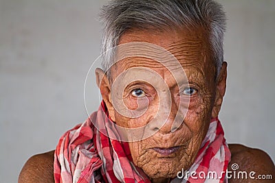 Asian old senior man candid portrait