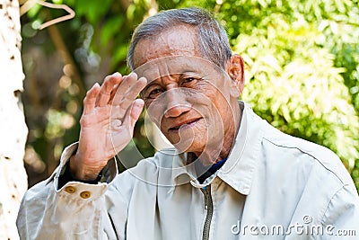 Asian old senior man candid portrait