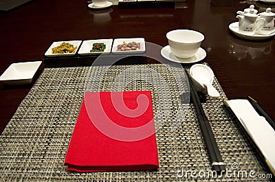 Asian restaurant table setting