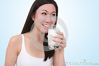 Asian Woman Drinking Milk