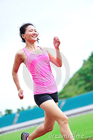 Asian woman runner running