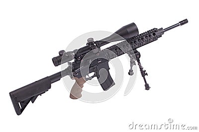 Assault rifle with bipod