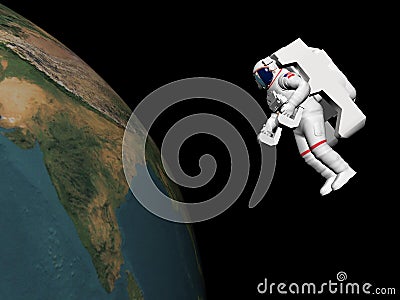 Astronaut Looking At The Earth - 3D Render St