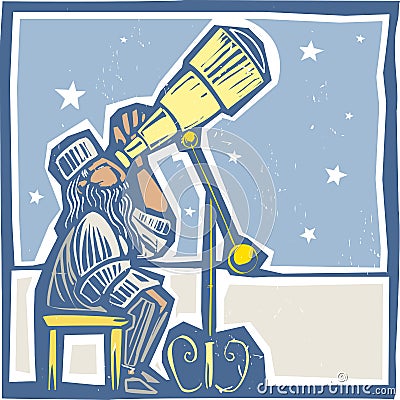 Astronomer at night