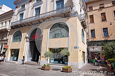ATHENS-AUGUST 22: H&M store on Emrou street on August 22,2014 Athens, Greece.