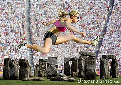 Athlete Jumps Over Stonehenge with a Crowd