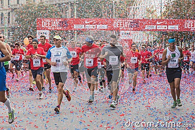 Athletes taking part in Deejay Ten, running event organized by Deejay Radio in Milan, Italy