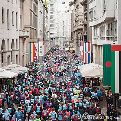 Athletes taking part in Stramilano half marathon