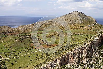 typical mediterranean landscape in the region of Attica, near Athens 