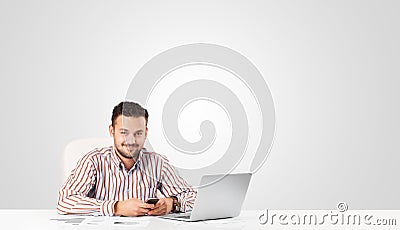 Attractive businessman with plain white copy space