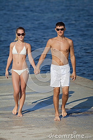 Attractive couple at the sea