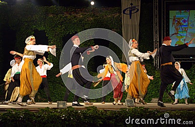 Montenegro folkloric dance show on stage