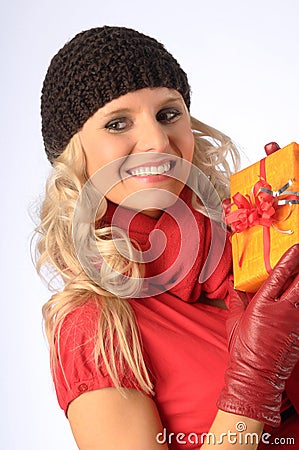 Attractive Woman with Gift