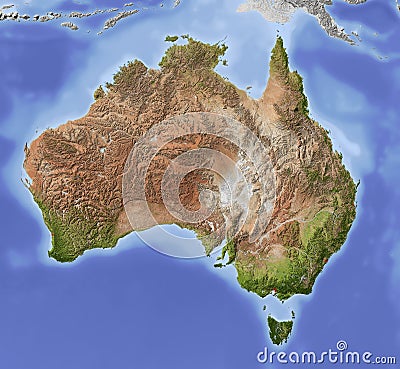 Australia, shaded relief map