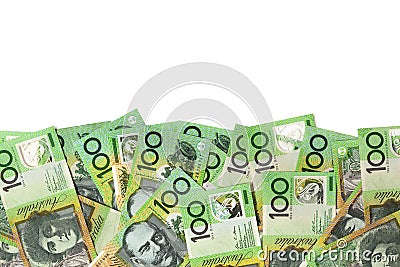 Australian Money Border over White