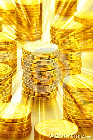Australian Money Coins Gold Background