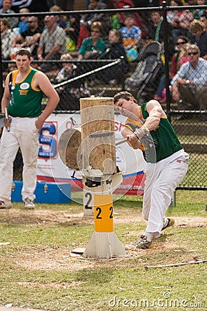  wood cutting competition, standing block, at the Adelaide Royal Show