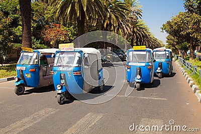 Auto rickshaw taxis at Bahir Dar in Ethiopia