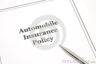 Automobile Insurance Policy with a Pen