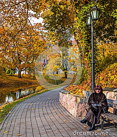 Autumnal park in the center of Riga, Latvia