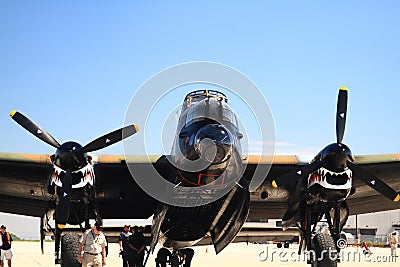 Avro Lancaster Bomber Nose part of fuselage with open bomb bay.