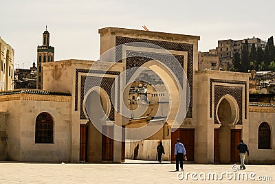 Bab Bou Jeloud gate (The Blue Gate) located at Fez, Morocco