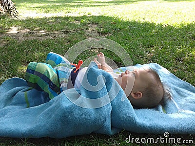 Baby on blanket