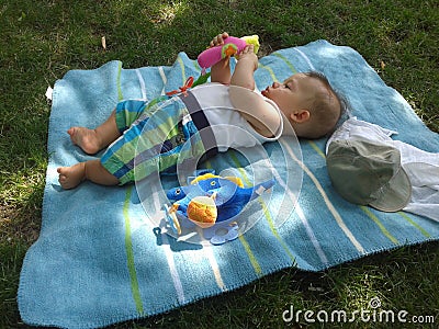 Baby on blanket