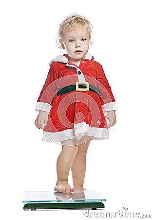 Girls  Dress on Baby Girl In A Red Christmas Fancy Dress Stock Photo   Image  20936130