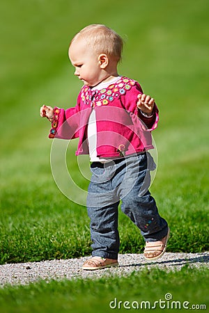 Baby Girl Walking Alone