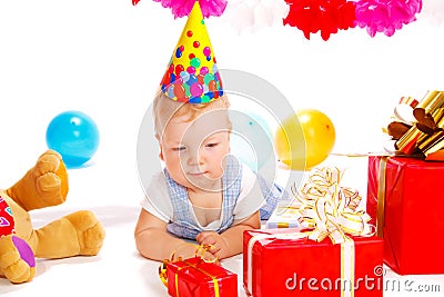 Baby in party hat