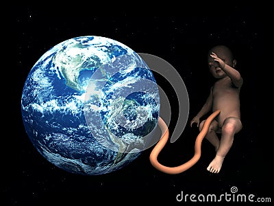 Baby Umbilical Cord Attached To Mother Earth 2