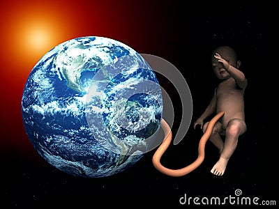 Baby Umbilical Cord Attached To Mother Earth 3