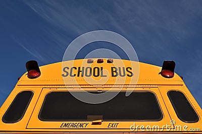 Back of School Bus with Blue Sky