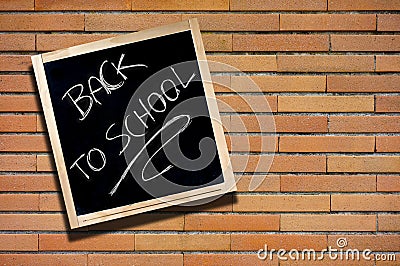 Back to School Blackboard on Brick Wall