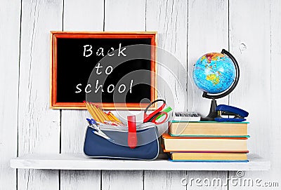Back to school. Frame. Books and school tools.