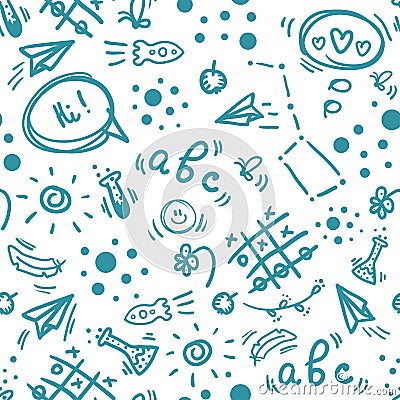 Back to school hand drawn doodle seamless pattern