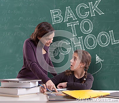 Back to school, pupil and teacher