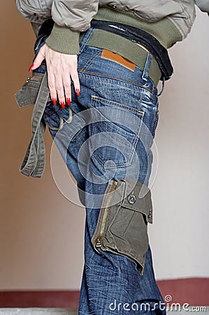 Back of woman in jeans