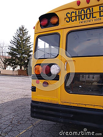 Back of a yellow school bus