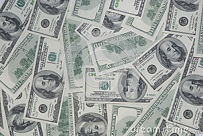 Background with american hundred dollar bills
